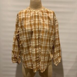 NWT Free Assembly plaid cotton top, Medium